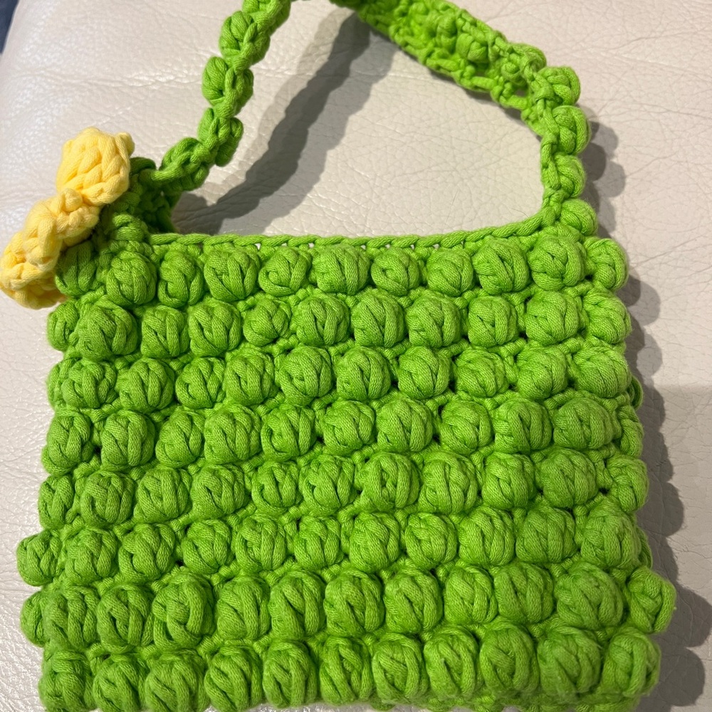 Green and Yellow Textured Mini Bag